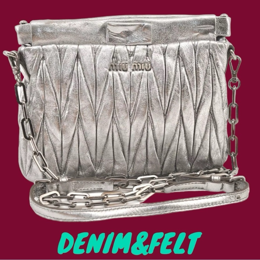 🩶MIU MIU Metallic Matelasse Silver Leather Chain Crossbody Bag/Purse | PRELOVED